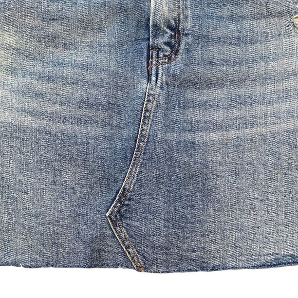Wild Fable Mini Stretch Denim Raw Edge Hem Distressed Whiskering Detail - Picture 9 of 11